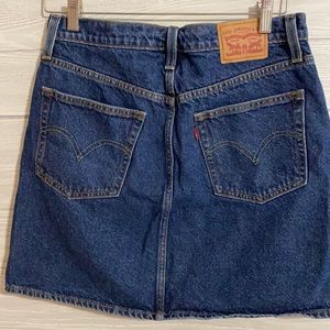 Levi’s blue denim mini skirt. 30” waist